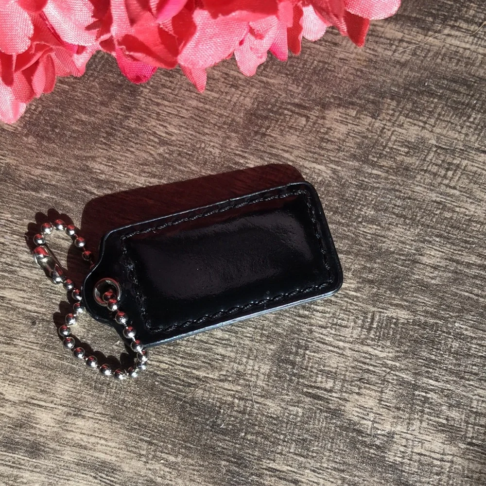 COACH black patent leather bag charm key chain replacement logo charm 2